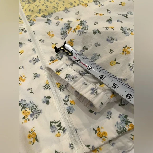 Aeropostale Windbreaker Cropped Zip Up Drawstring Waist White Yellow XL - Picture 13 of 15